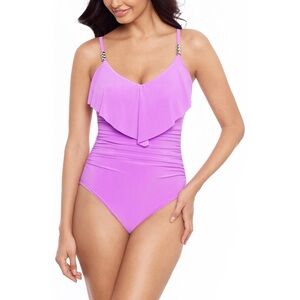 Magicsuit Isabel Ruffled Underwire Slimming One-piece Swimsuit Lilac Purple 14